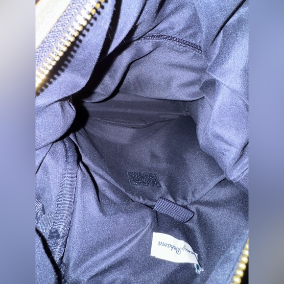 Tommy Bahama Navy Nylon Campus Backpack Tan Faux Leather Trim Handbag - Picture 9 of 9